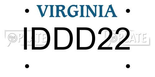 IDDD22 Virginia License Plate