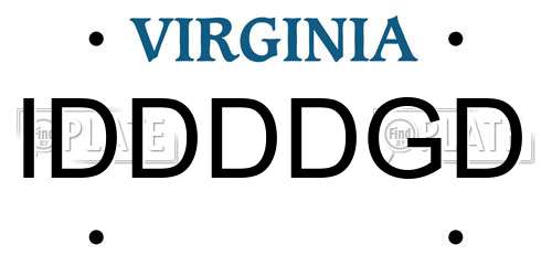 IDDDDGD Virginia License Plate