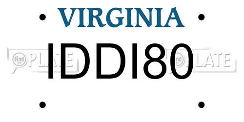 IDDI80 Virginia License Plate