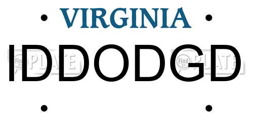 IDDODGD Virginia License Plate