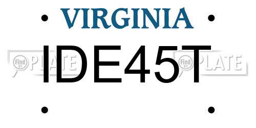 IDE45T Virginia License Plate