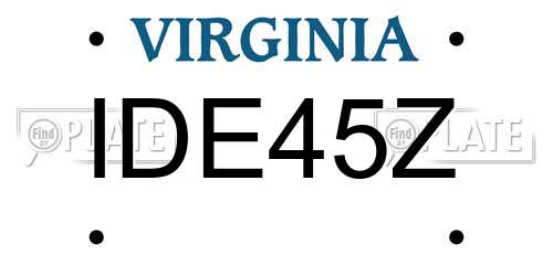 IDE45Z Virginia License Plate