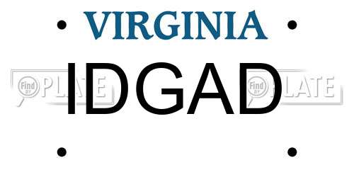 IDGAD Virginia License Plate