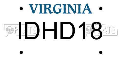 IDHD18 Virginia License Plate