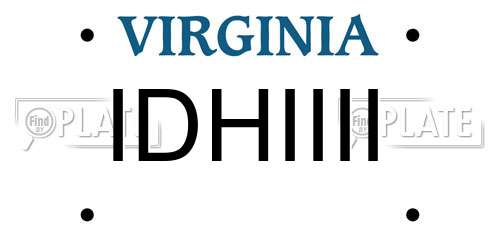 IDHIIII Virginia License Plate