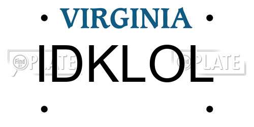 IDKLOL Virginia License Plate