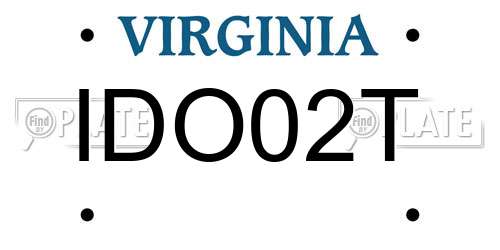 IDO02T Virginia License Plate