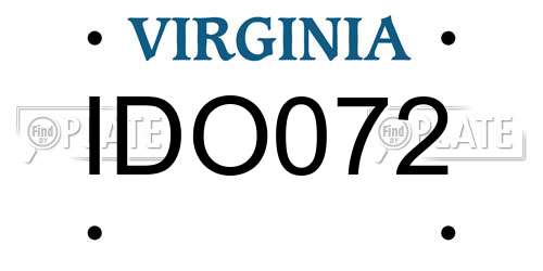IDO072 Virginia License Plate