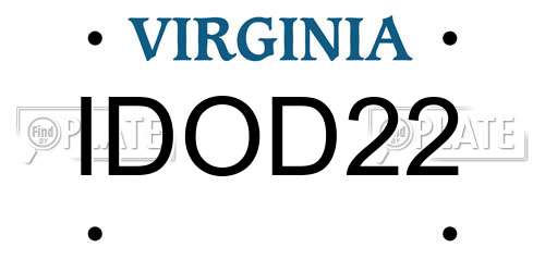 IDOD22 Virginia License Plate