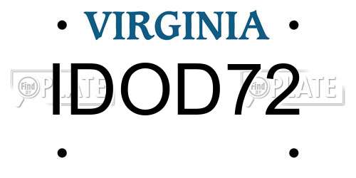 IDOD72 Virginia License Plate