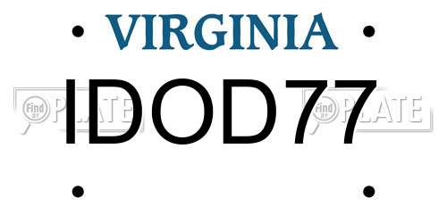 IDOD77 Virginia License Plate