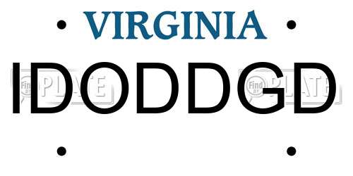 IDODDGD Virginia License Plate