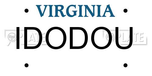 IDODOU Virginia License Plate