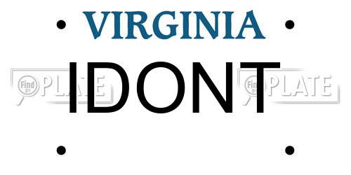 IDONT Virginia License Plate