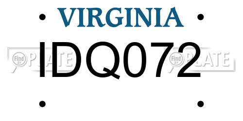 IDQ072 Virginia License Plate