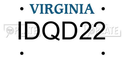 IDQD22 Virginia License Plate