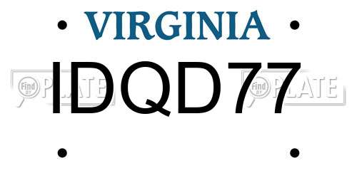 IDQD77 Virginia License Plate