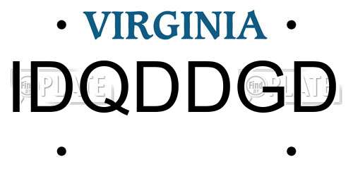 IDQDDGD Virginia License Plate