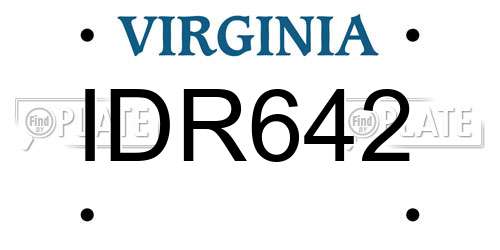 IDR642 Virginia License Plate