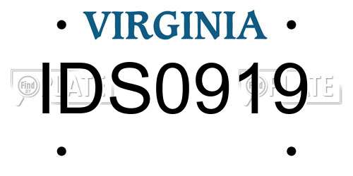 IDS0919 Virginia License Plate
