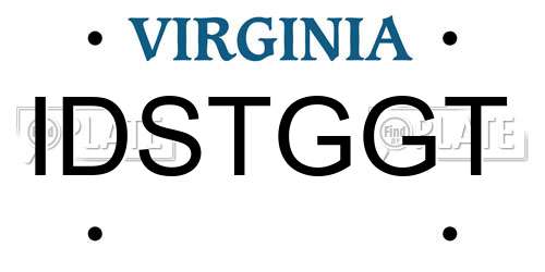 IDSTGGT Virginia License Plate