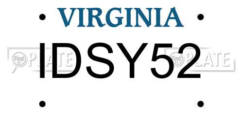IDSY52 Virginia License Plate