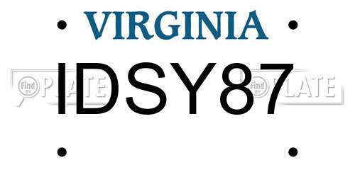 IDSY87 Virginia License Plate