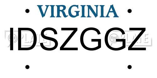 IDSZGGZ Virginia License Plate