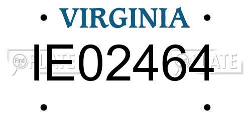 IE02464 Virginia License Plate