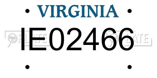 IE02466 Virginia License Plate