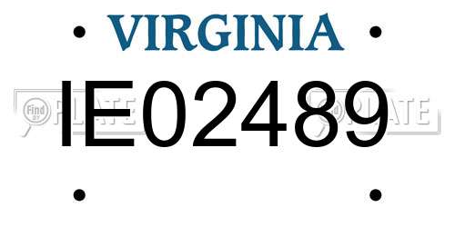 IE02489 Virginia License Plate