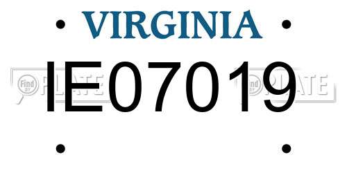 IE07019 Virginia License Plate