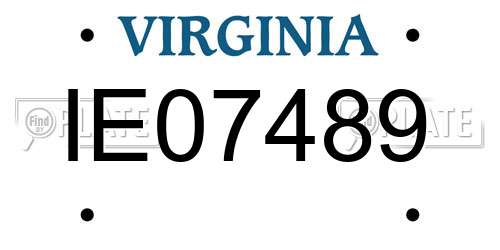 IE07489 Virginia License Plate