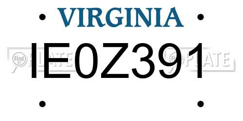 IE0Z391 Virginia License Plate