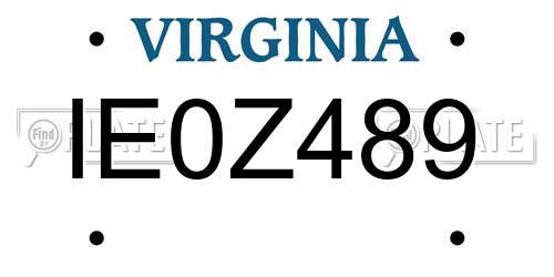 IE0Z489 Virginia License Plate