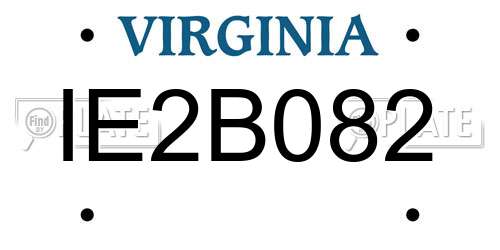IE2B082 Virginia License Plate