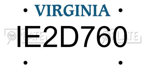 IE2D760 Virginia License Plate