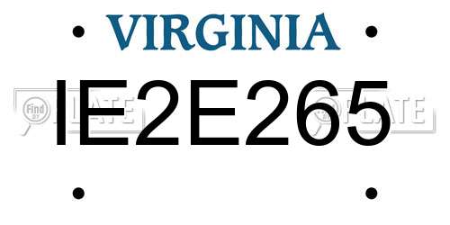 IE2E265 Virginia License Plate