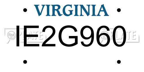 IE2G960 Virginia License Plate