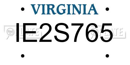 IE2S765 Virginia License Plate