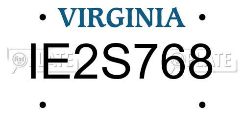 IE2S768 Virginia License Plate