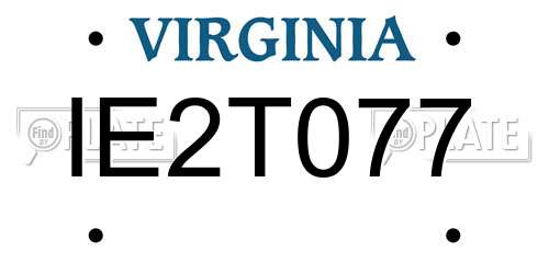 IE2T077 Virginia License Plate
