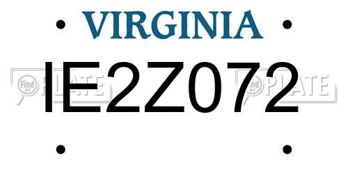 IE2Z072 Virginia License Plate