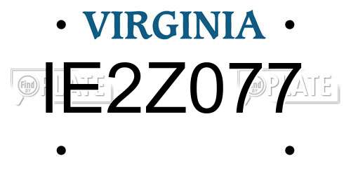IE2Z077 Virginia License Plate