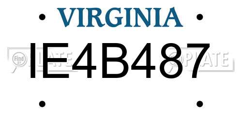 IE4B487 Virginia License Plate