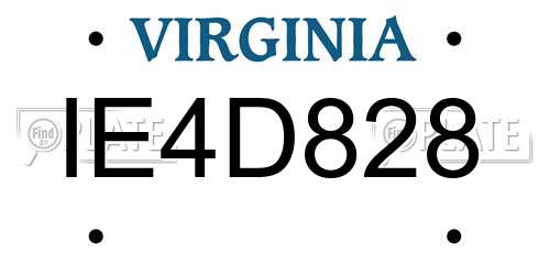 IE4D828 Virginia License Plate