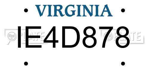 IE4D878 Virginia License Plate