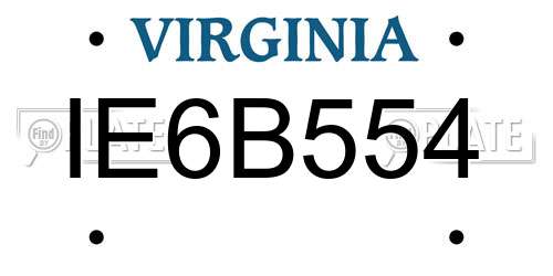 IE6B554 Virginia License Plate