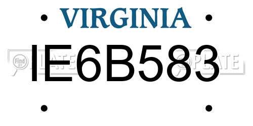 IE6B583 Virginia License Plate