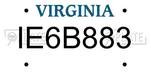 IE6B883 Virginia License Plate